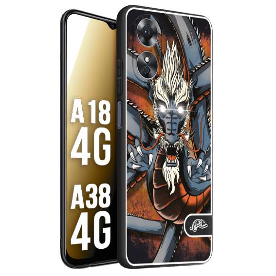 CUSTOMIZZA - Custodia cover nera morbida in tpu compatibile per Oppo A18 4G - A38 4G drago giapponese tattoo japan dragon