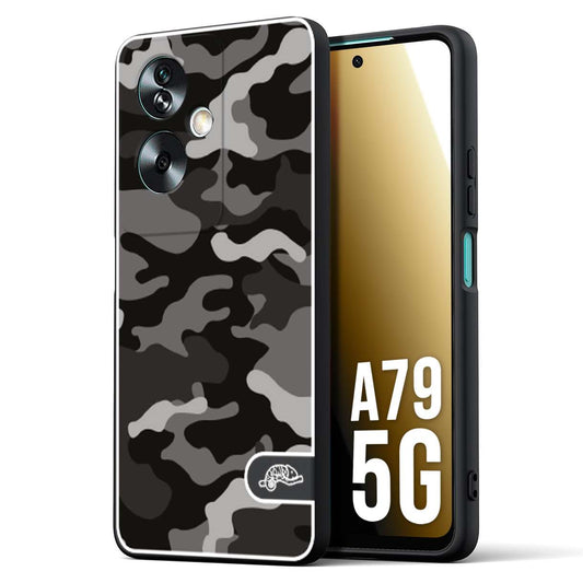 CUSTOMIZZA - Custodia cover nera morbida in tpu compatibile per Oppo A79 5G camouflage mimetico militare nero black grigio