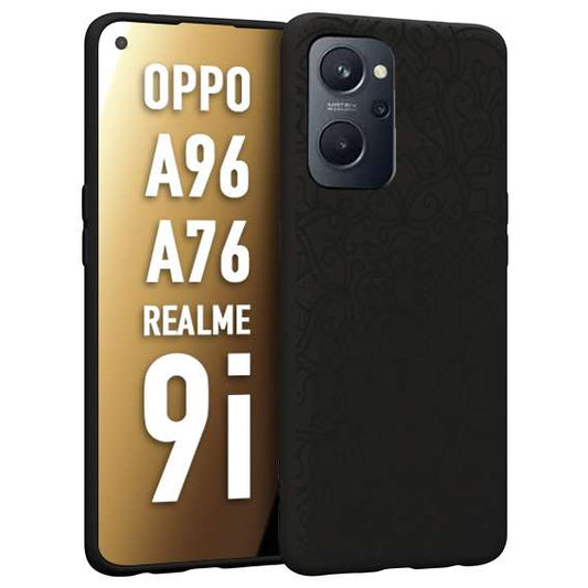 CUSTOMIZZA - Custodia cover nera morbida in tpu compatibile per Realme 9i - A96 - A76 mandala nero fiore vedo non vedo donna