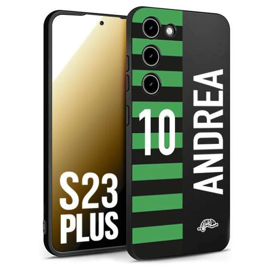 CUSTOMIZZA - Custodia cover nera morbida in tpu compatibile per Samsung S23 PLUS personalizzata calcio football nome e numero calciatori neroverde