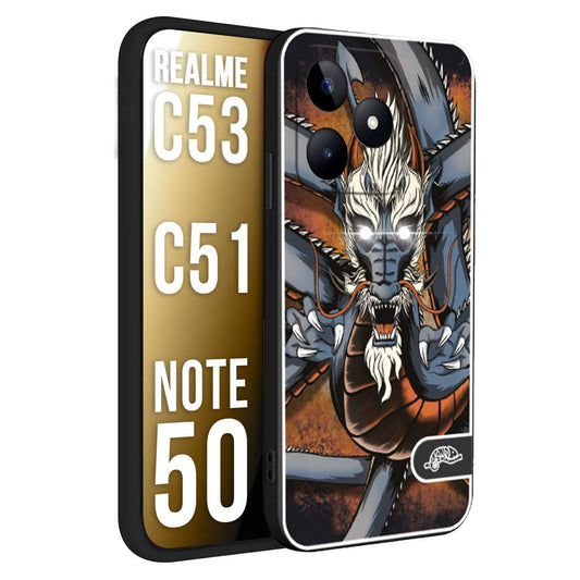 CUSTOMIZZA - Custodia cover nera morbida in tpu compatibile per Realme C53 - C51 - NOTE 50 drago giapponese tattoo japan dragon