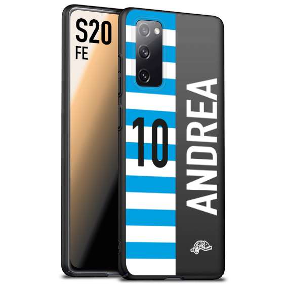 CUSTOMIZZA - Custodia cover nera morbida in tpu compatibile per Samsung S20 FE personalizzata calcio football nome e numero calciatori biancazzurri