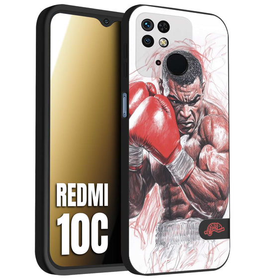 CUSTOMIZZA - Custodia cover nera morbida in tpu compatibile per Xiaomi Redmi 10C pugilato pugili disegno tattoo guantoni boxer pesi massimi iron mike