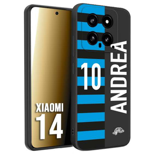 CUSTOMIZZA - Custodia cover nera morbida in tpu compatibile per Xiaomi 14 personalizzata calcio football nome e numero calciatori nerazzurra