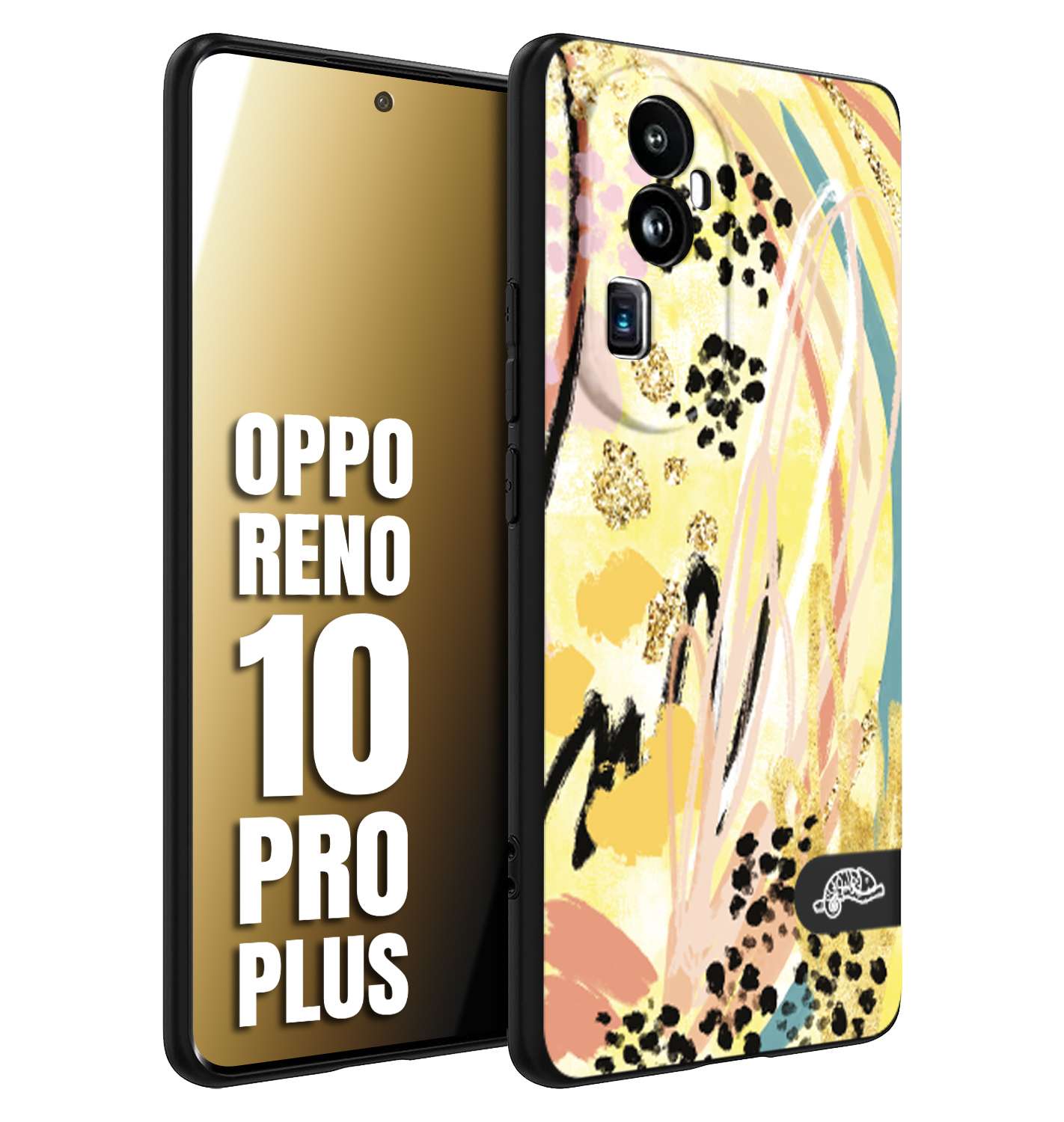 CUSTOMIZZA - Custodia cover nera morbida in tpu compatibile per Oppo Reno 10 PRO PLUS astratti donna flower fantasia estate gialla rosa leopardata