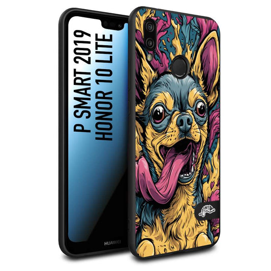 CUSTOMIZZA - Custodia cover nera morbida in tpu compatibile per Huawei P SMART 2019 Chihuahua illustrazione cane pop art cane street art cartone animato