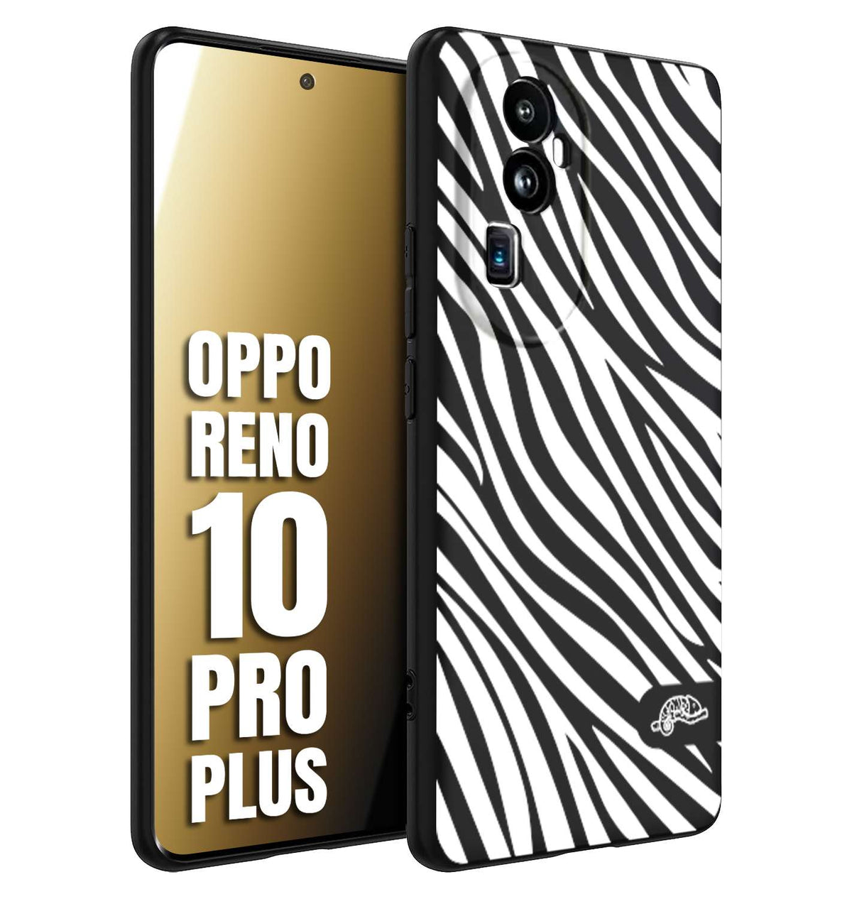 CUSTOMIZZA - Custodia cover nera morbida in tpu compatibile per Oppo Reno 10 PRO PLUS zebrata maculata a rilievo soft touch donna bianca