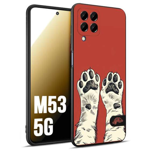 CUSTOMIZZA - Custodia cover nera morbida in tpu compatibile per Samsung M53 5G zampe di gatto cat paws rossa red disegnata fumetto cartoon