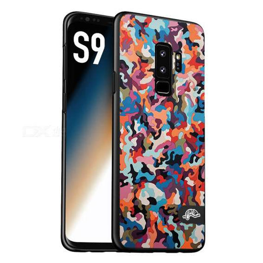 CUSTOMIZZA - Custodia cover nera morbida in tpu compatibile per Samsung S9 camouflage mimetico militare moderno blu arancio rosa