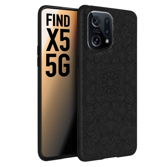 CUSTOMIZZA - Custodia cover nera morbida in tpu compatibile per Oppo Find X5 mandala nero fiore vedo non vedo donna