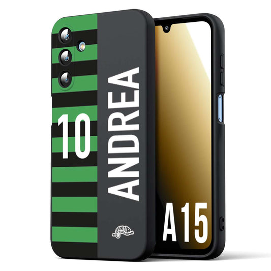 CUSTOMIZZA - Custodia cover nera morbida in tpu compatibile per Samsung A15 5G personalizzata calcio football nome e numero calciatori neroverde