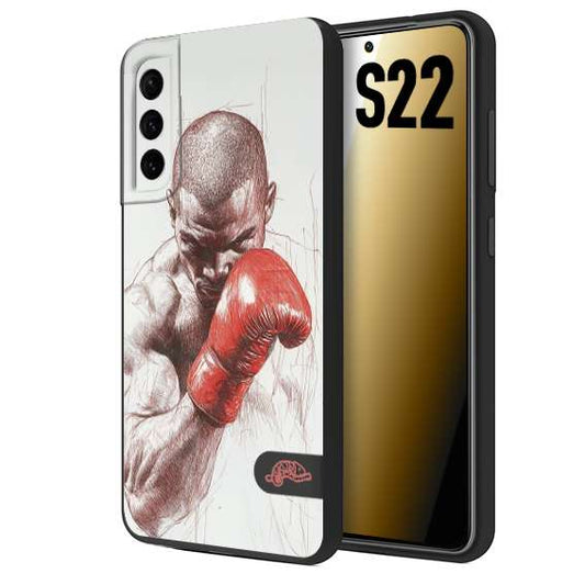 CUSTOMIZZA - Custodia cover nera morbida in tpu compatibile per Samsung S22 pugilato pugili disegno tattoo guantoni box sport primo piano