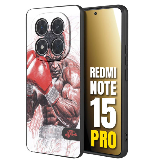 CUSTOMIZZA - Custodia cover nera morbida in tpu compatibile per Xiaomi Redmi Note 15 PRO pugilato pugili disegno tattoo guantoni boxer pesi massimi iron mike