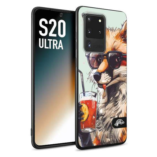 CUSTOMIZZA - Custodia cover nera morbida in tpu compatibile per Samsung S20 ULTRA estate disegnata cocktails animali simpatici fox volpe negroni