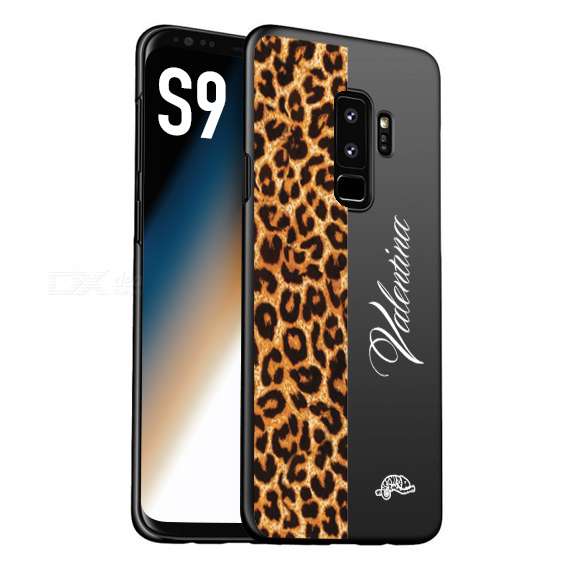 CUSTOMIZZA - Custodia cover nera morbida in tpu compatibile per Samsung S9 custom nome scritta leopardato maculato donna marrone leopard