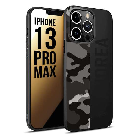 CUSTOMIZZA - Custodia cover nera morbida in tpu compatibile per iPhone 13 PRO MAX camouflage mimetico militare personalizzata nome