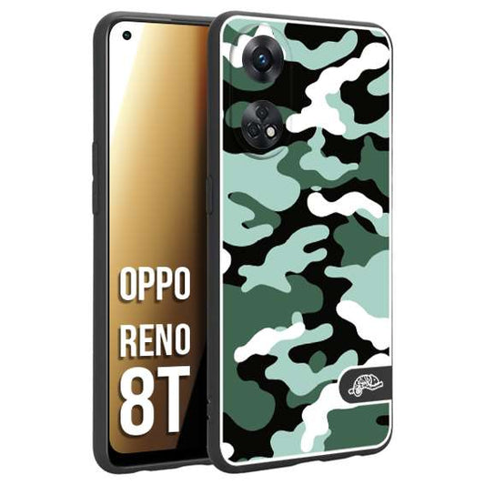 CUSTOMIZZA - Custodia cover nera morbida in tpu compatibile per Oppo Reno 8T camouflage mimetico militare verde green