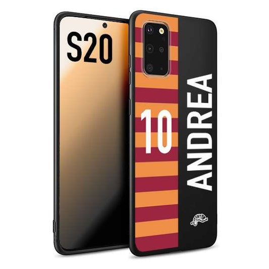 CUSTOMIZZA - Custodia cover nera morbida in tpu compatibile per Samsung S20 personalizzata calcio football nome e numero calciatori giallo rossi