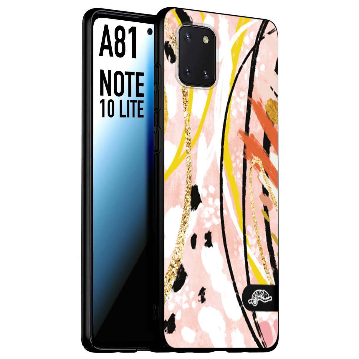 CUSTOMIZZA - Custodia cover nera morbida in tpu compatibile per Samsung A81 - Note 10 Lite fiori astratti donna zebrato leopardato fantasia dorata gialla rosa colorata