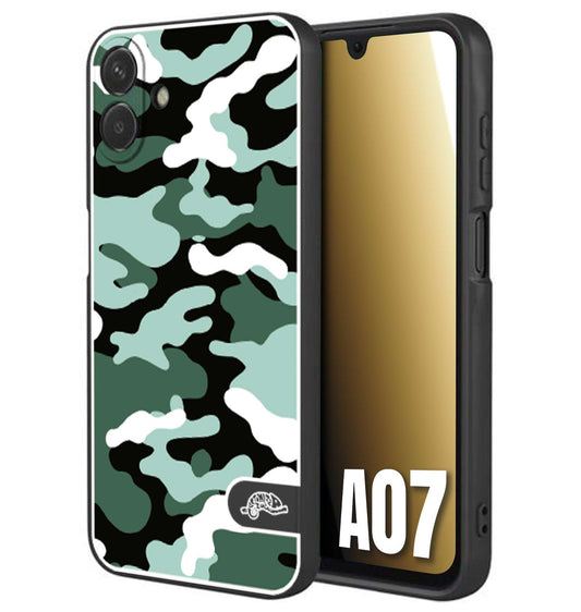 CUSTOMIZZA - Custodia cover nera morbida in tpu compatibile per Samsung A07 camouflage mimetico militare verde green
