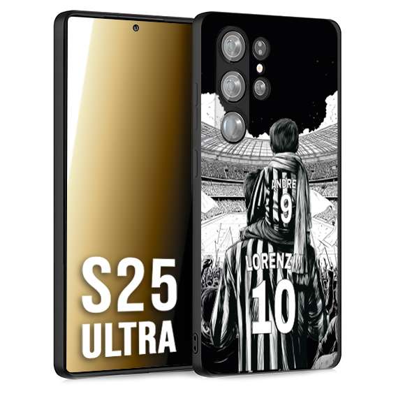 CUSTOMIZZA - Custodia cover nera morbida in tpu compatibile per Samsung S25 ULTRA personalizzata calcio football nome e numero calciatori bianconeri bianca e nera