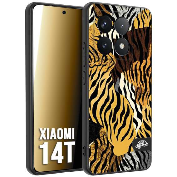 CUSTOMIZZA - Custodia cover nera morbida in tpu compatibile per Xiaomi 14T leopardato tigrato tiger colorata donna fashion estate