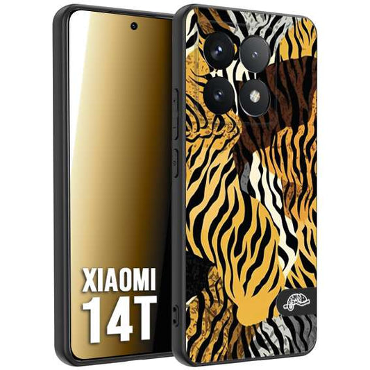 CUSTOMIZZA - Custodia cover nera morbida in tpu compatibile per Xiaomi 14T leopardato tigrato tiger colorata donna fashion estate