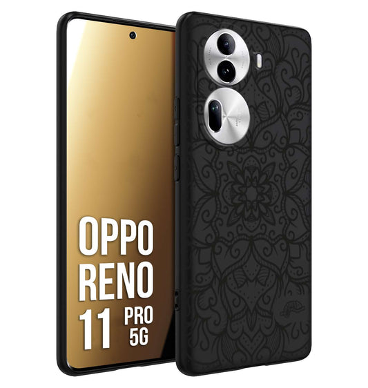CUSTOMIZZA - Custodia cover nera morbida in tpu compatibile per Oppo Reno 11 PRO 5G mandala nero fiore vedo non vedo donna