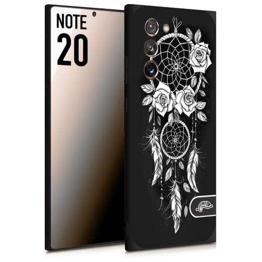 CUSTOMIZZA - Custodia cover nera morbida in tpu compatibile per Samsung NOTE 20 acchiappasogni dreamcatcher black and white bianco a rilievo disegnato tattoo tatuaggio