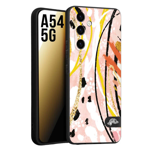 CUSTOMIZZA - Custodia cover nera morbida in tpu compatibile per Samsung A54 5G fiori astratti donna zebrato leopardato fantasia dorata gialla rosa colorata