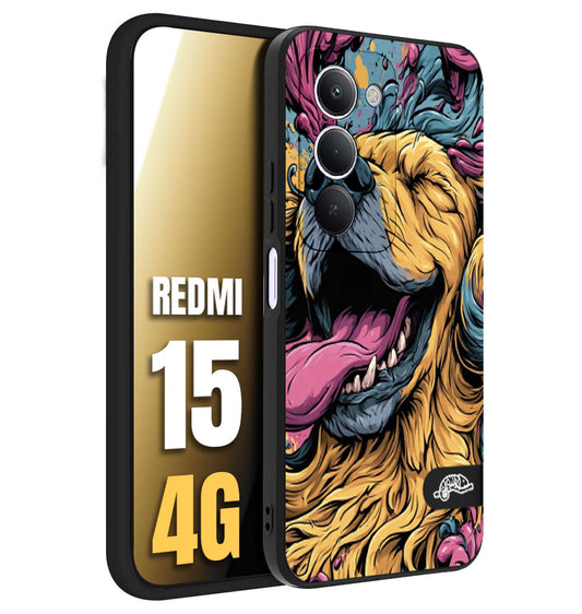 CUSTOMIZZA - Custodia cover nera morbida in tpu compatibile per Xiaomi Redmi 15 4G Golden Retriever illustrazione cane pop art cane street art cartone animato