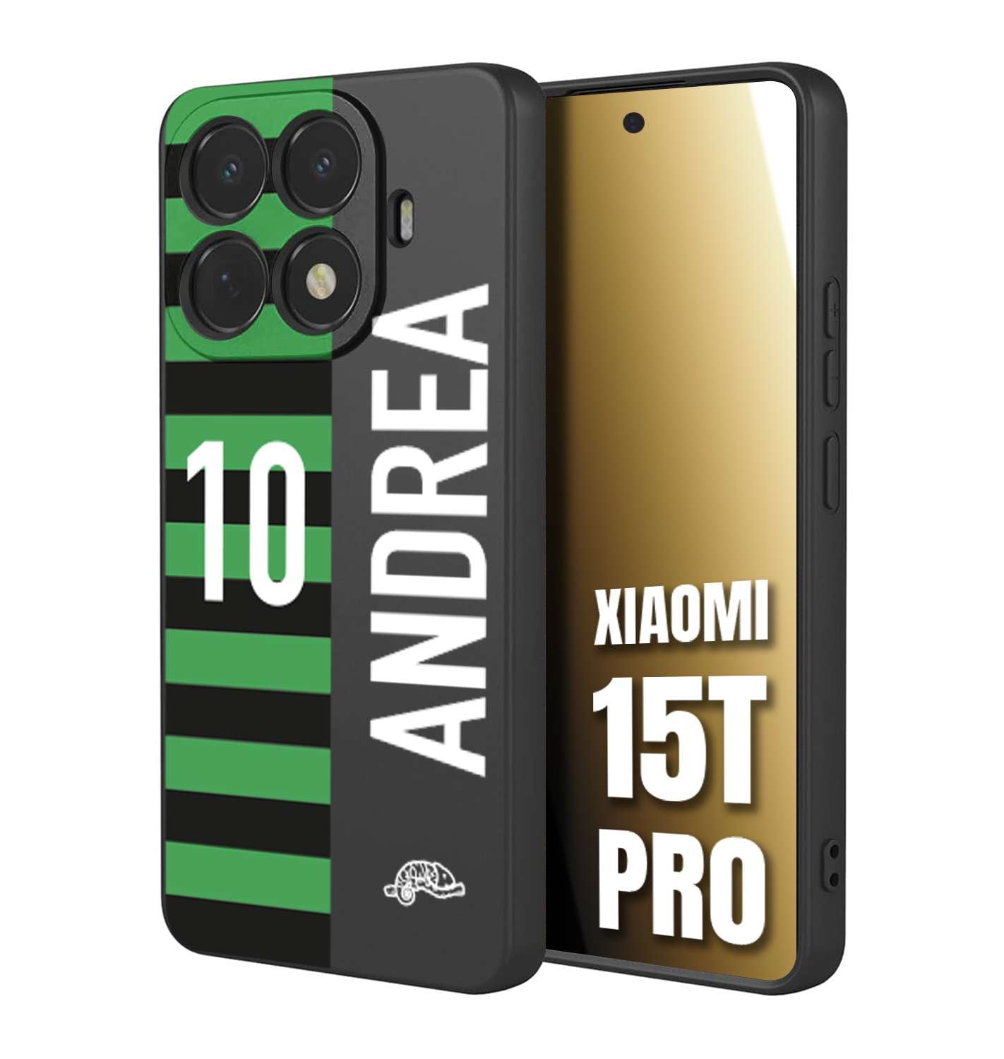 CUSTOMIZZA - Custodia cover nera morbida in tpu compatibile per Xiaomi 15T PRO personalizzata calcio football nome e numero calciatori neroverde