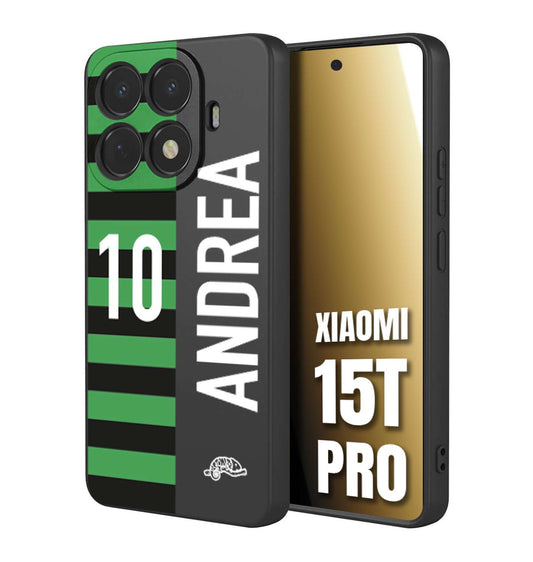 CUSTOMIZZA - Custodia cover nera morbida in tpu compatibile per Xiaomi 15T PRO personalizzata calcio football nome e numero calciatori neroverde
