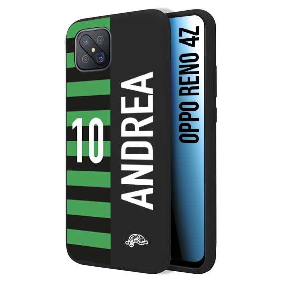CUSTOMIZZA - Custodia cover nera morbida in tpu compatibile per Oppo Reno 4Z personalizzata calcio football nome e numero calciatori neroverde