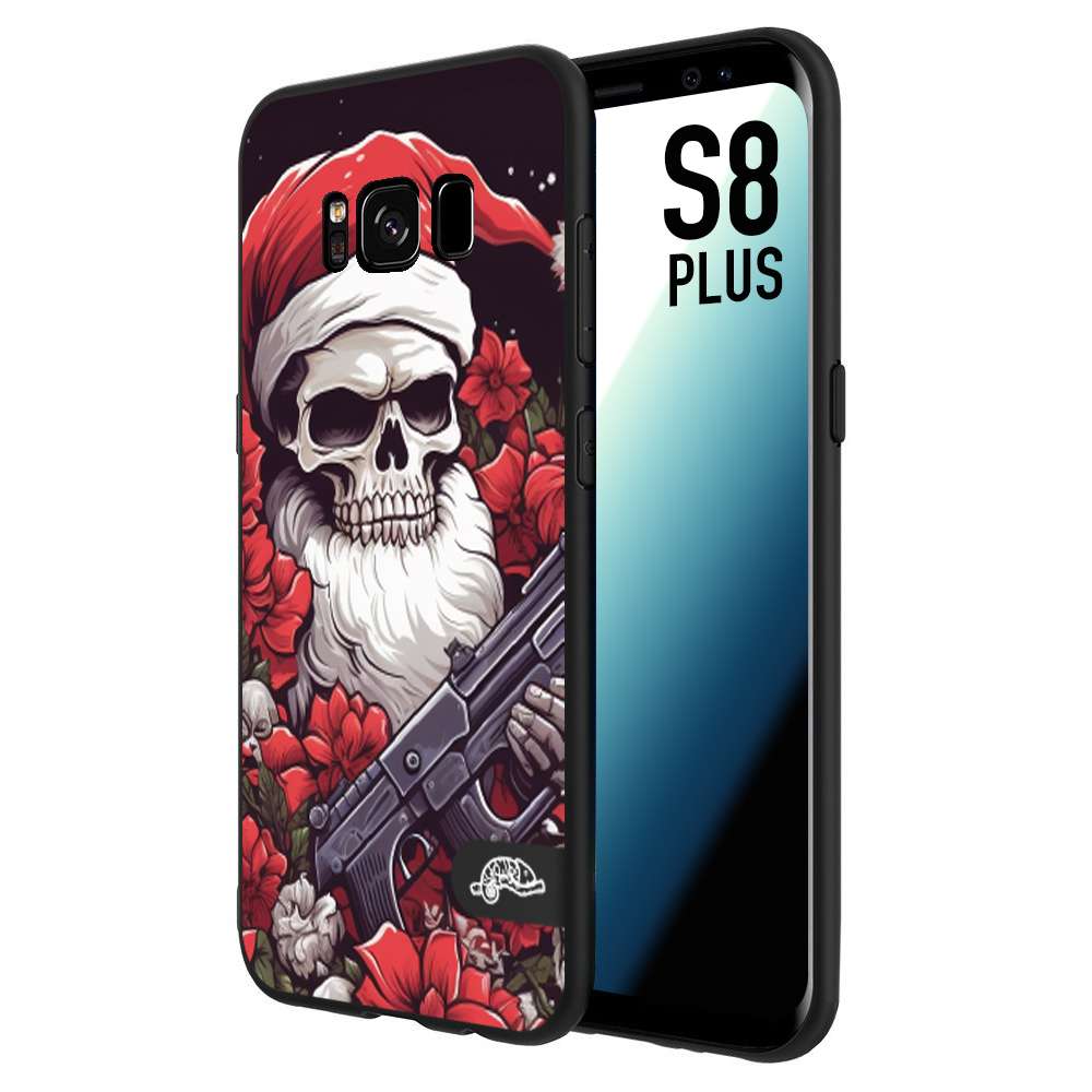 CUSTOMIZZA - Custodia cover nera morbida in tpu compatibile per Samsung S8 PLUS teschio natale santa claus fiori tattoo disegnato