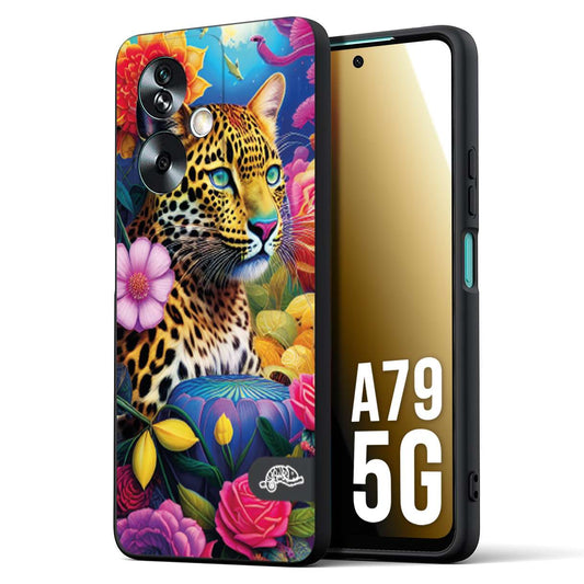 CUSTOMIZZA - Custodia cover nera morbida in tpu compatibile per Oppo A79 5G astratti donna flower fantasia leopardo ghepardo animali colorati