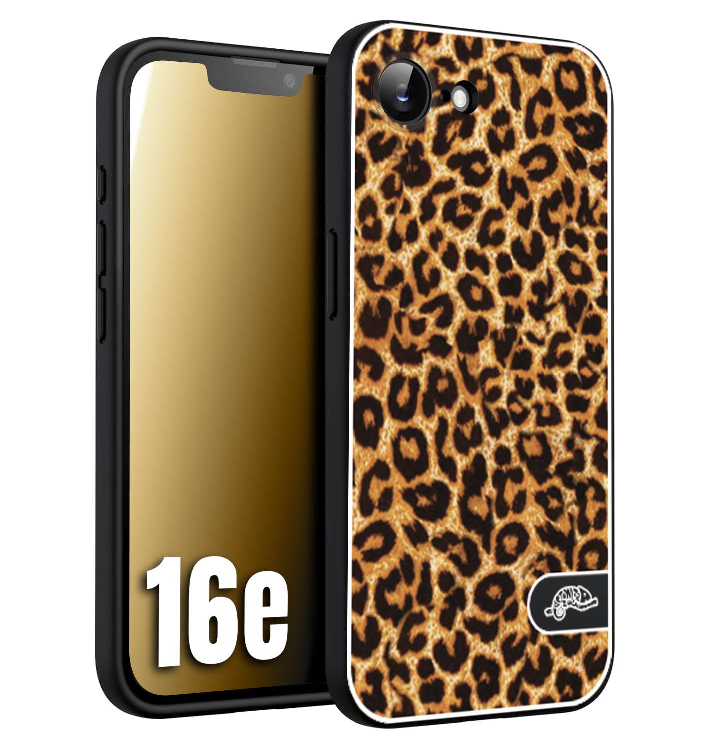CUSTOMIZZA - Custodia cover nera morbida in tpu compatibile per iPhone 16E leopardato maculato donna marrone leopard brown