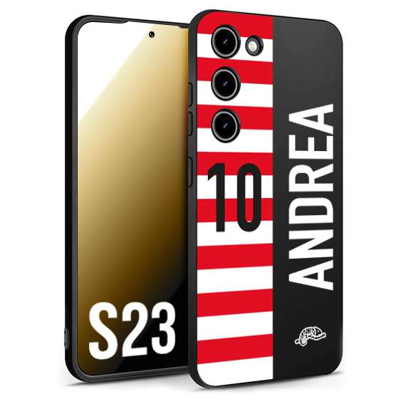 CUSTOMIZZA - Custodia cover nera morbida in tpu compatibile per Samsung S23 personalizzata calcio football nome e numero calciatori bianco rossa