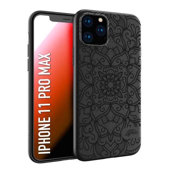 CUSTOMIZZA - Custodia cover nera morbida in tpu compatibile per iPhone 11 PRO MAX mandala nero fiore vedo non vedo donna