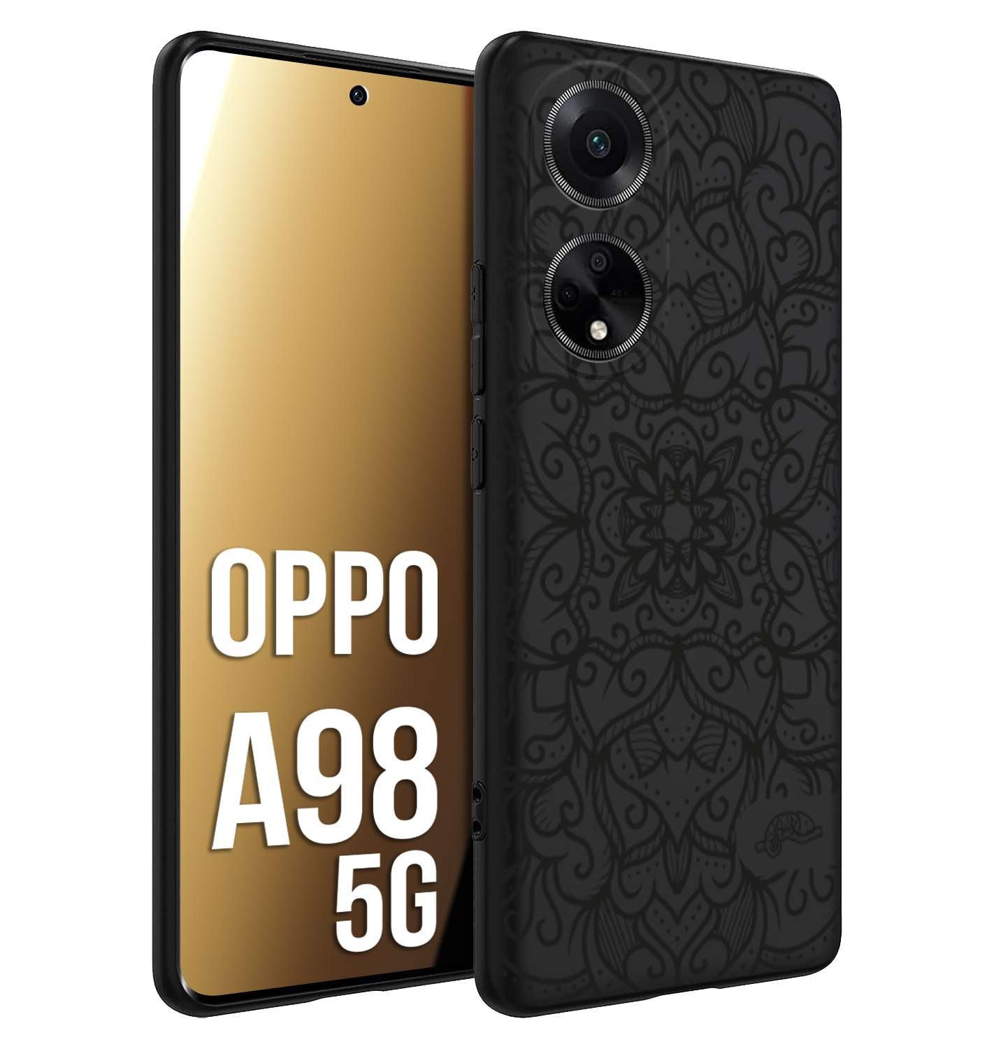 CUSTOMIZZA - Custodia cover nera morbida in tpu compatibile per Oppo A98 5G mandala nero fiore vedo non vedo donna