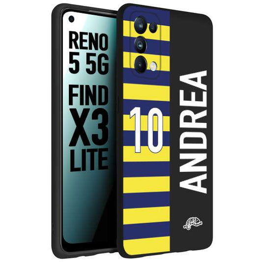 CUSTOMIZZA - Custodia cover nera morbida in tpu compatibile per Oppo Reno 5 5G personalizzata calcio football nome e numero calciatori giallo blu