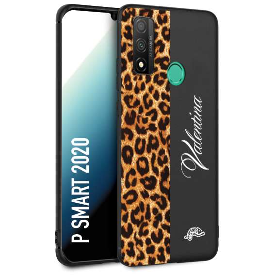 CUSTOMIZZA - Custodia cover nera morbida in tpu compatibile per Huawei P Smart 2020 custom nome scritta leopardato maculato donna marrone leopard