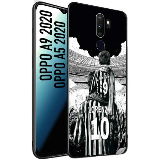 CUSTOMIZZA - Custodia cover nera morbida in tpu compatibile per Oppo A9 2020 - A5 2020 personalizzata calcio football nome e numero calciatori bianconeri bianca e nera