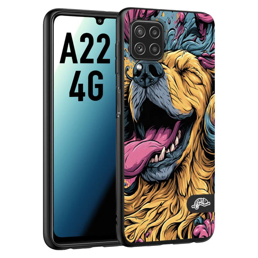 CUSTOMIZZA - Custodia cover nera morbida in tpu compatibile per Samsung A22 4G Golden Retriever illustrazione cane pop art cane street art cartone animato