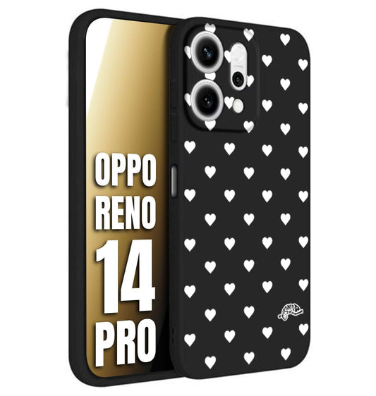 CUSTOMIZZA - Custodia cover nera morbida in tpu compatibile per Oppo Reno 14 PRO cuori pois bianchi donna pin up vintage