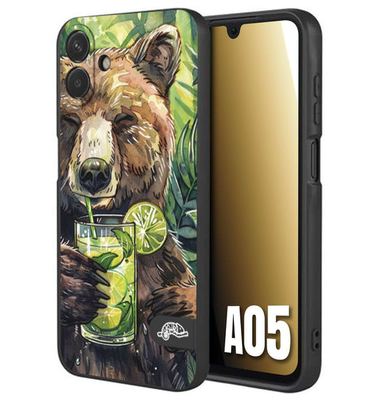 CUSTOMIZZA - Custodia cover nera morbida in tpu compatibile per Samsung A05 fiori estate disegnata cocktails animali simpatici orso bear negroni