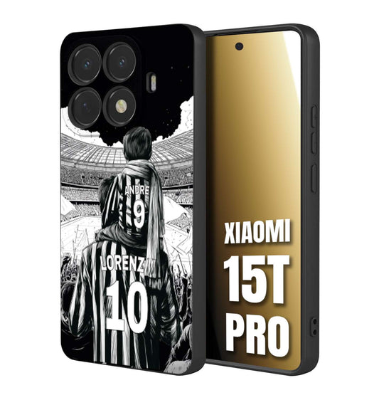 CUSTOMIZZA - Custodia cover nera morbida in tpu compatibile per Xiaomi 15T PRO personalizzata calcio football nome e numero calciatori bianconeri bianca e nera