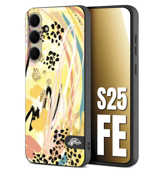 CUSTOMIZZA - Custodia cover nera morbida in tpu compatibile per Samsung S25 FE astratti donna flower fantasia estate gialla rosa leopardata