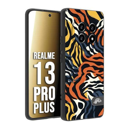 CUSTOMIZZA - Custodia cover nera morbida in tpu compatibile per Realme 13 PRO PLUS leopardato maculato tigrato tiger colorata gialla blu arancio