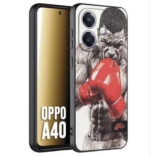 CUSTOMIZZA - Custodia cover nera morbida in tpu compatibile per Oppo A40 pugilato pugili disegno tattoo guantoni box pesi massimi gancio